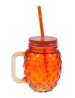 Mason jar glass pineapple 450ml - orange