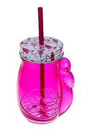 Mason jar glass toucan 450ml - pink magenta