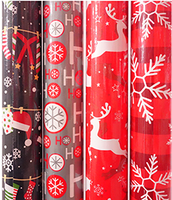 Assorted Christmas wrapping paper rolls
