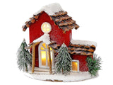 Lighted red house figurine
