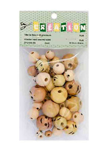 Billes/perles (trouées) de bois, tête/visage souriant, grosseurs variées - Dollar Royal