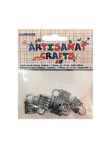 Breloque en acrylique style métallique, forme de cadenas, argent antique - Dollar Royal