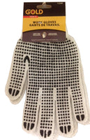 Gold work gloves with dots