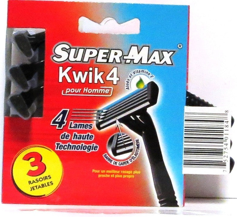 Supermax razors for men kwik4 pk3 | Dollar Royal