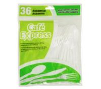 Café Express assorted plastic utensils pk36