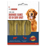 Dog bones, pack of 3 small raw compact leather bones