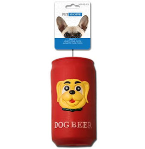 Dog toy in the shape of a ''dog beer'' can