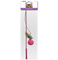 Cane cat toy with ball and feather