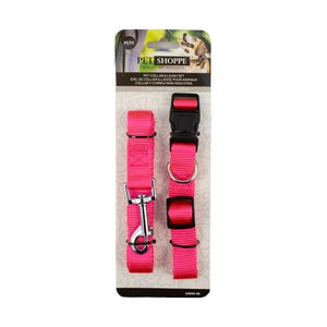 Pet Shoppe Collier et laisse en nylon (moyen) - rose