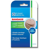 Elastic bandage with medium fasteners