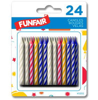 Striped party candles pk24
