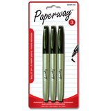 Pack of 3 fine tip black permanent markers