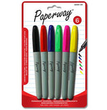 Pack of 6 permanent markers assorted colors