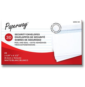 Pack of 30 security envelopes 9.2 x 15.5 cm.