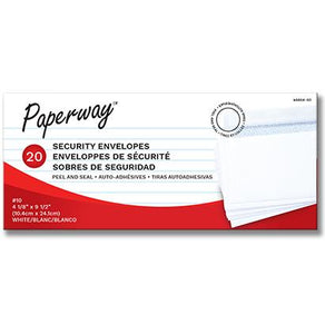Pack of 20 security envelopes 10.4 x 24.1 cm. (#10)