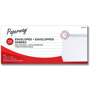 Paquet de 25 enveloppes 10.4 x 24.1cm. (#10)