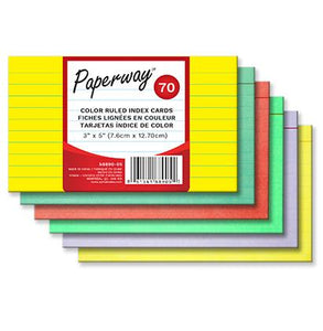 Paquet de 70 fiches/cartons de notes 3 x 5 po.