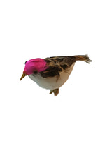 Oiseau décoratif plumes roses et brunes