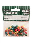 perles de bois rondes (8mm.), multicolores