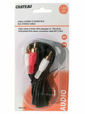 6 ft stereo cable with gold plated RCA plugs.