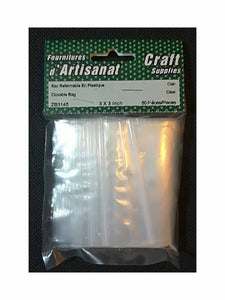 Resealable plastic bags, 3 x 3 in.