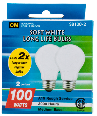 CM ampoules longue durée blanc doux 100W pk2